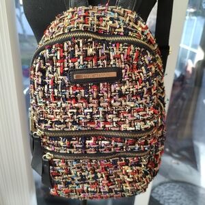 Steve Madden Black Multicolor Tweed Mini Backpack